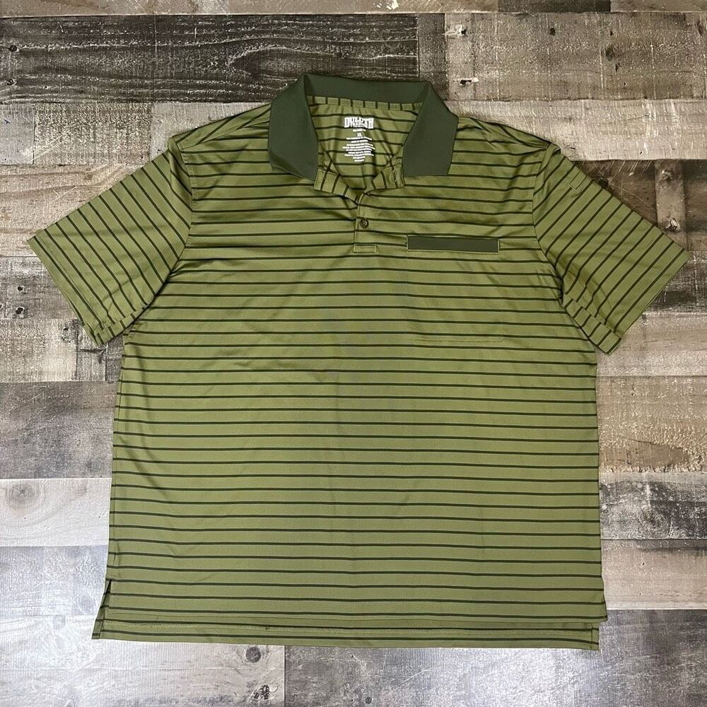 Duluth Trading Men’s Size XL Striped Athletic Polo Shirt Green Two Tone Top